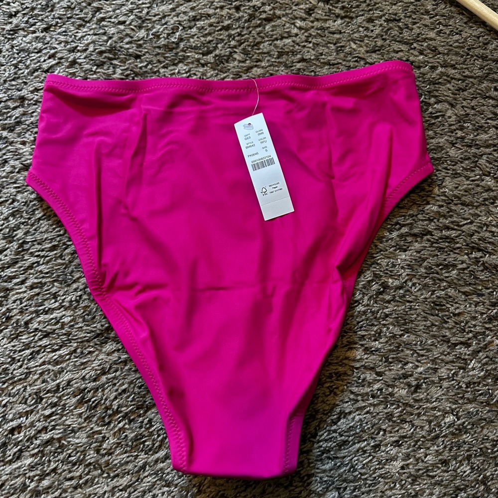 J.Crew High-Waisted Bikini Bottoms Hot Pink Swimsuit Panties New Size S - Picture 6 of 6